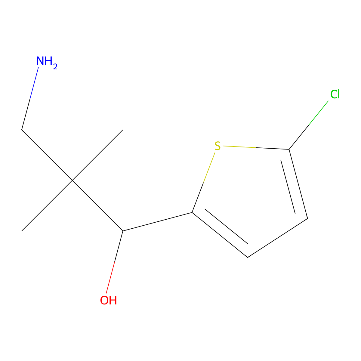 3-Amino-1-(5-chlorothiophen-2-YL)-2,2-dimethylpropan-1-OL molecular structure, CAS 1527665-13-9