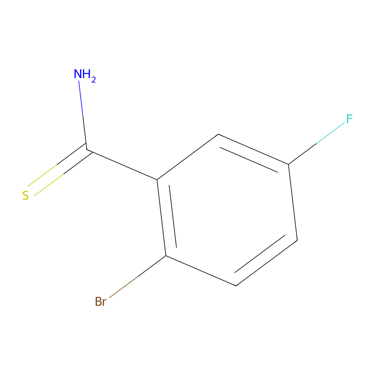 2-Bromo-5-fluorobenzene-1-carbothioamide molecular structure, CAS 1527716-82-0