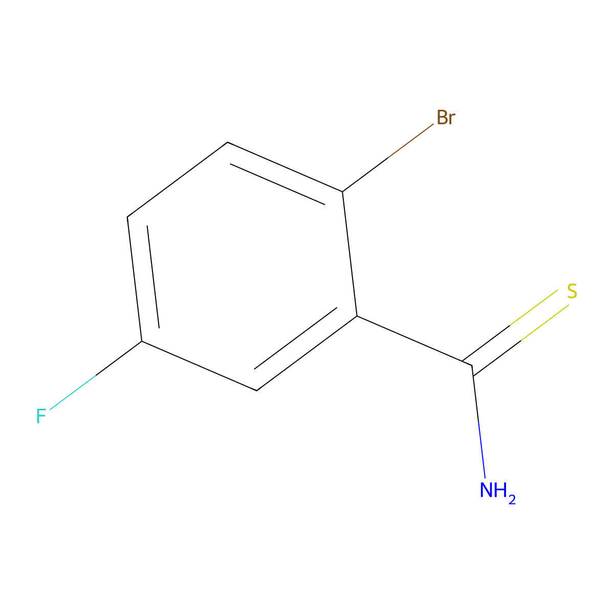 2-Bromo-5-fluorobenzene-1-carbothioamide molecular structure, CAS 1527716-82-0