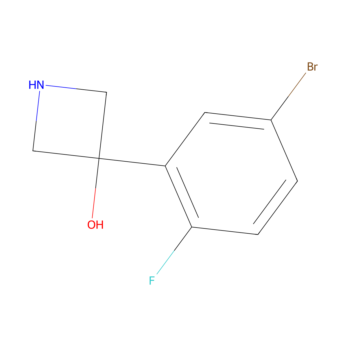 3-(5-Bromo-2-fluorophenyl)azetidin-3-ol molecular structure, CAS 1527779-90-3