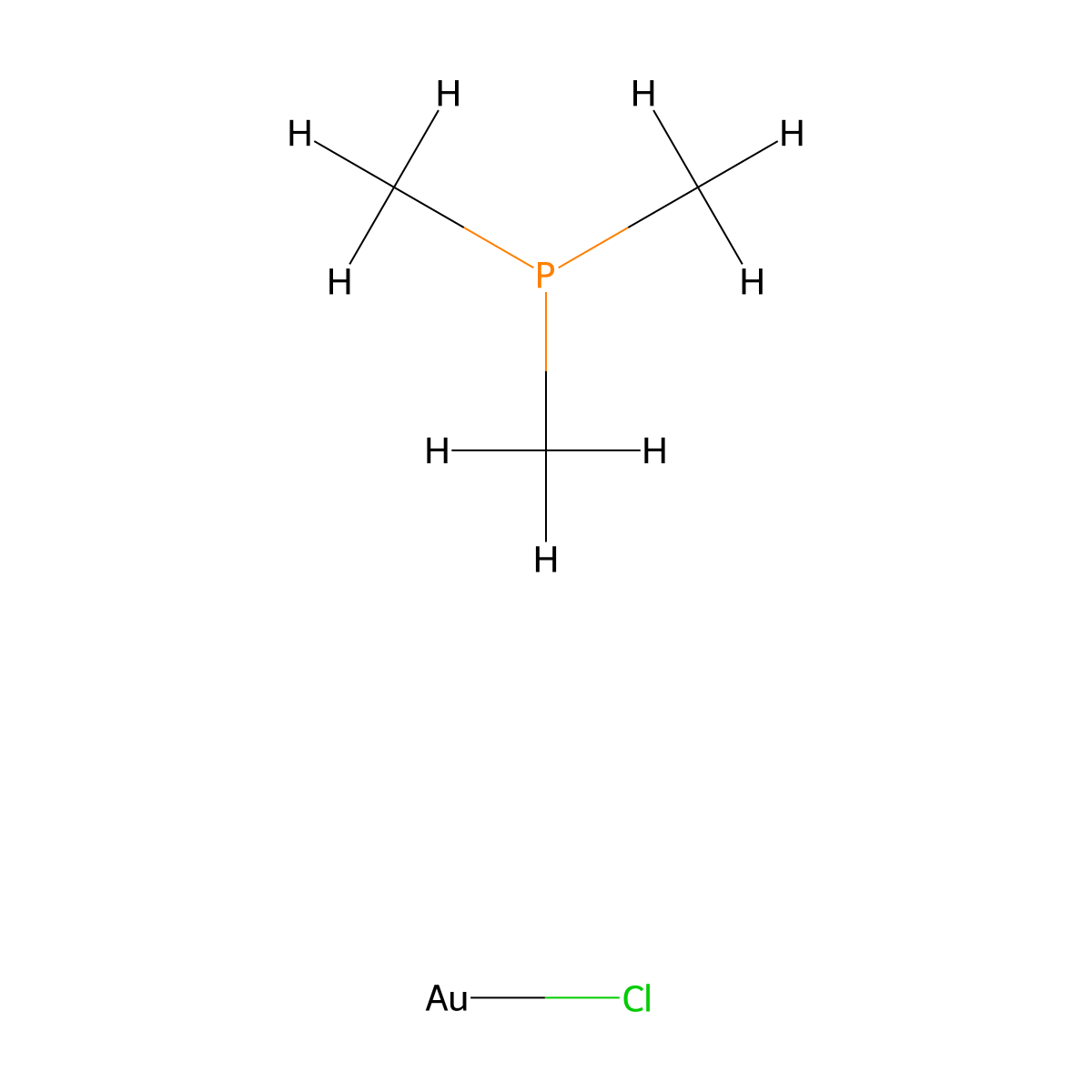 Chlorotrimethylphosphine gold(I) , Chloro(trimethylphosphine)gold(I) molecular structure, CAS 15278-97-4
