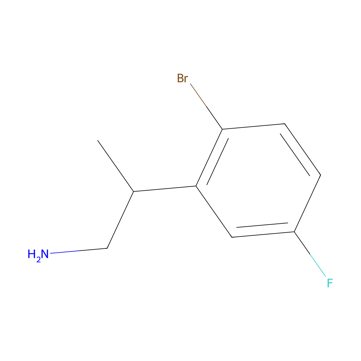 2-(2-Bromo-5-fluorophenyl)propan-1-amine molecular structure, CAS 1527819-00-6