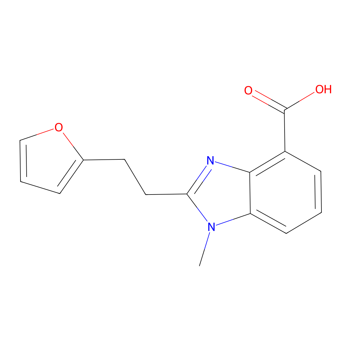 2-[2-(Furan-2-yl)ethyl]-1-methyl-1,3-benzodiazole-4-carboxylic acid molecular structure, CAS 1527841-29-7
