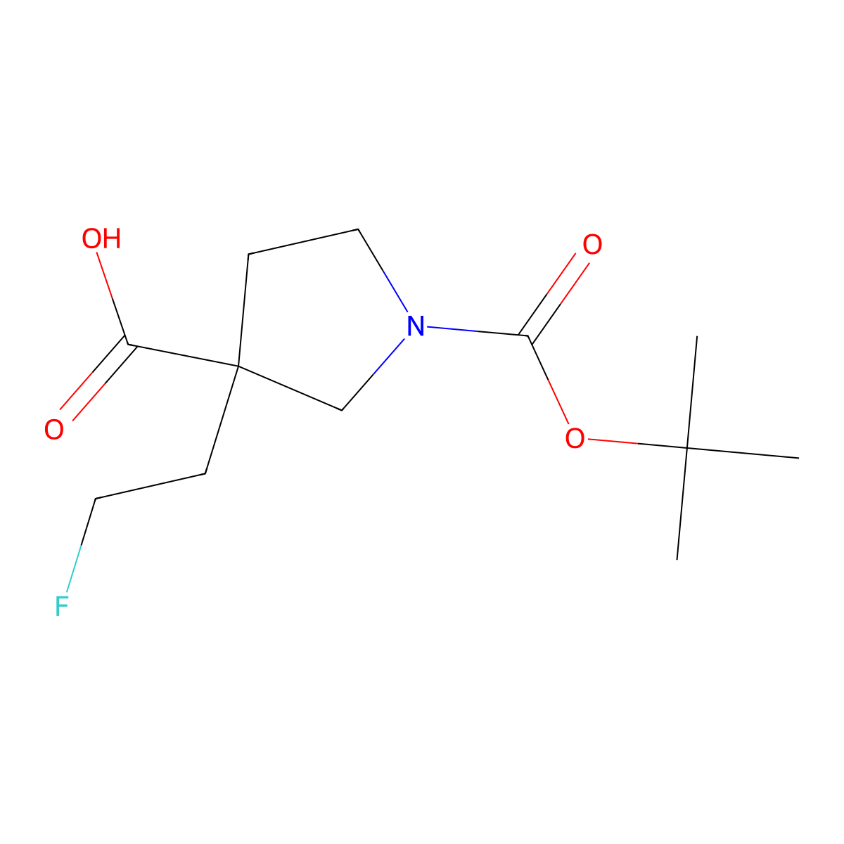 1-[(Tert-butoxy)carbonyl]-3-(2-fluoroethyl)pyrrolidine-3-carboxylic acid molecular structure, CAS 1527906-70-2
