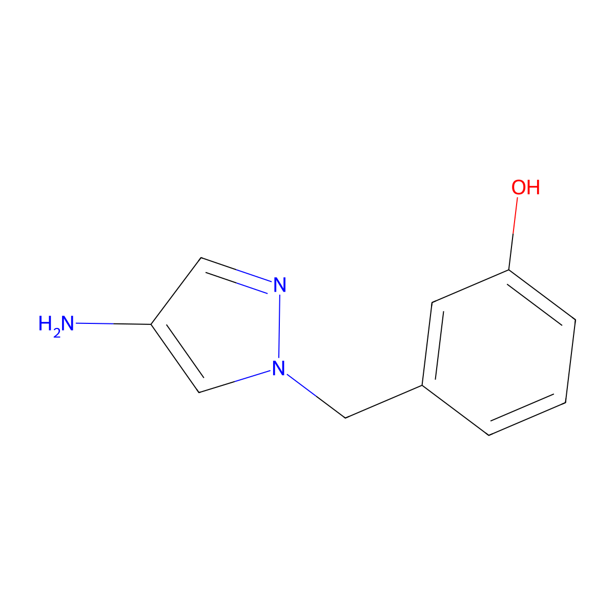 3-[(4-Amino-1H-pyrazol-1-YL)methyl]phenol molecular structure, CAS 1527977-02-1
