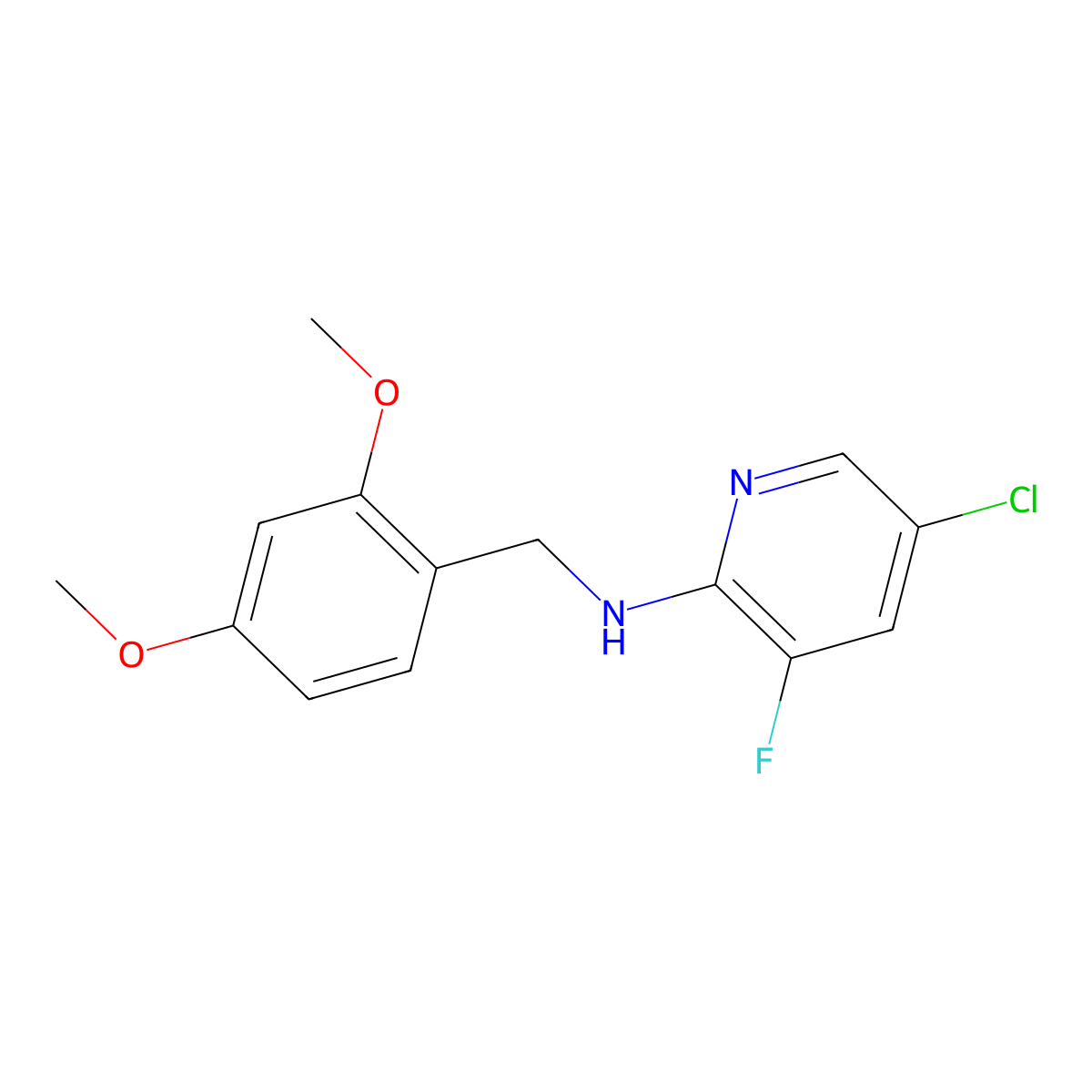 5-chloro-N-[(2,4-dimethoxyphenyl)methyl]-3-fluoropyridin-2-amine molecular structure, CAS 1528011-10-0