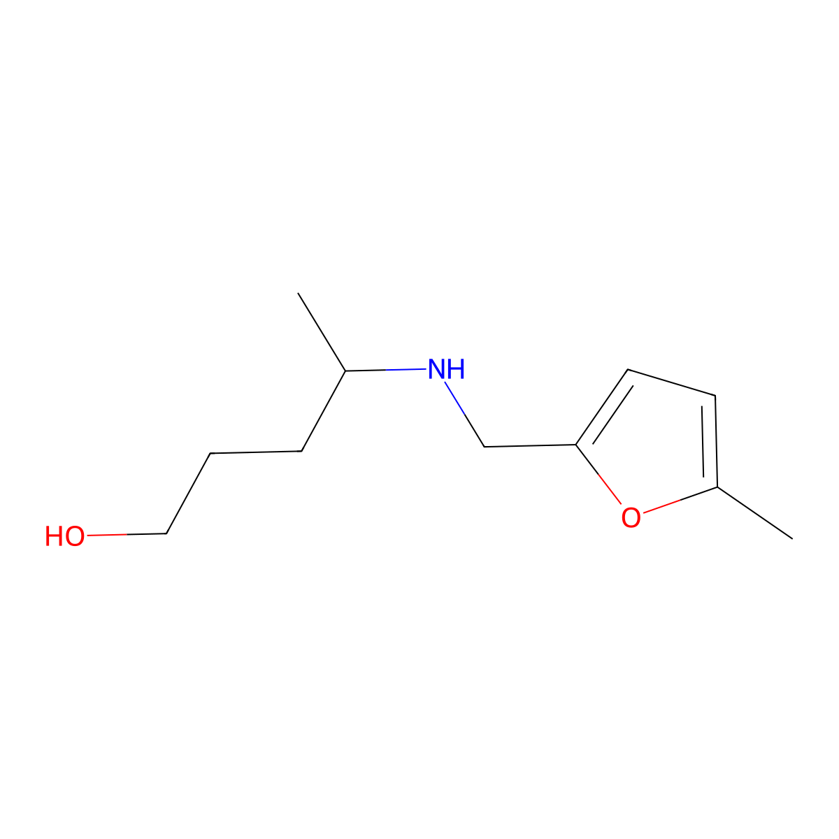 4-{[(5-Methylfuran-2-yl)methyl]amino}pentan-1-ol molecular structure, CAS 1528072-14-1