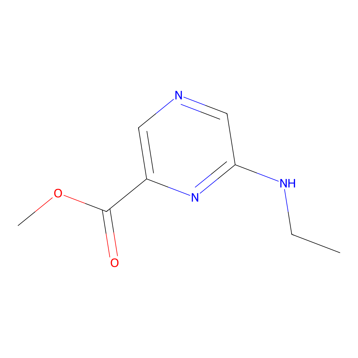 Methyl 6-(ethylamino)pyrazine-2-carboxylate molecular structure, CAS 1528085-68-8