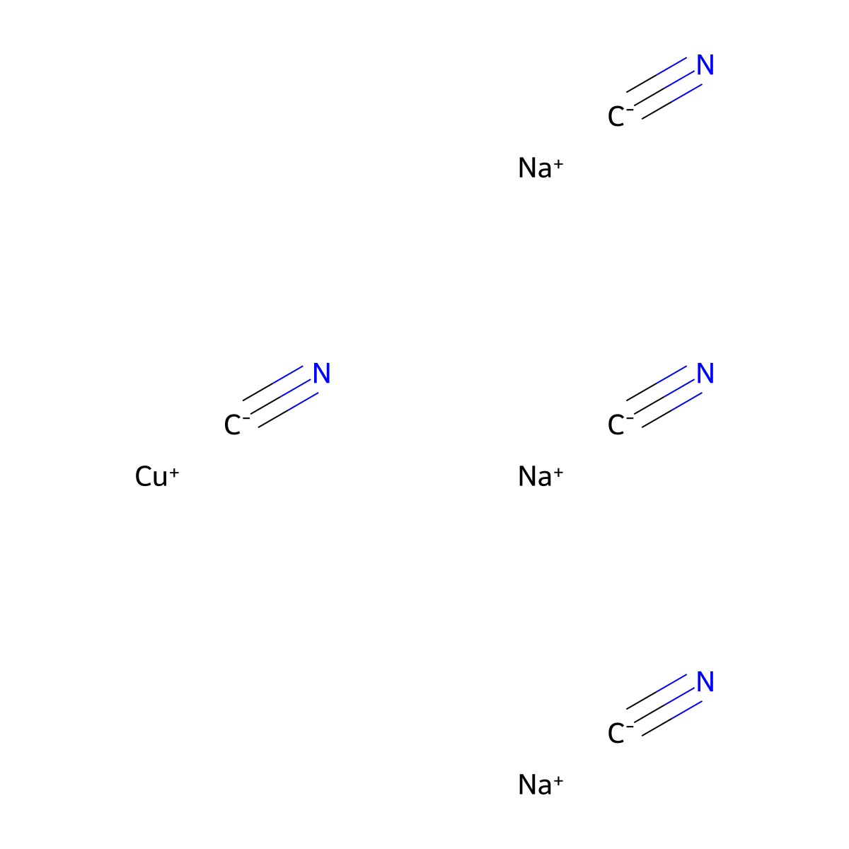 Cuprate(3-), tetrakis(cyano-kappaC)-, sodium (1:3), (T-4)- molecular structure, CAS 15281-91-1