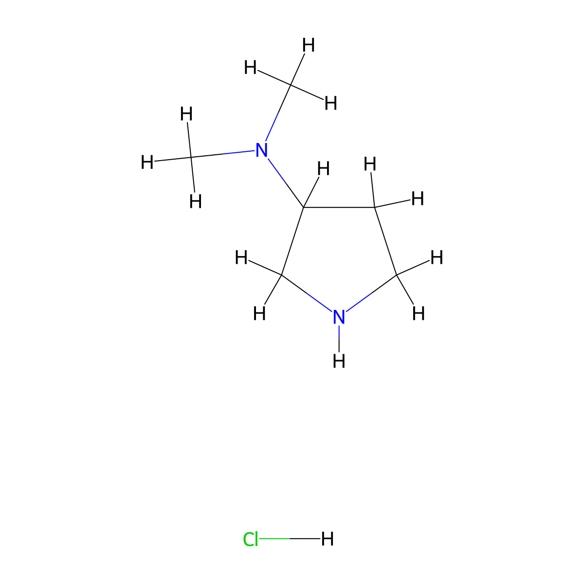 N,N-Dimethylpyrrolidin-3-amine hydrochloride molecular structure, CAS 152811-55-7