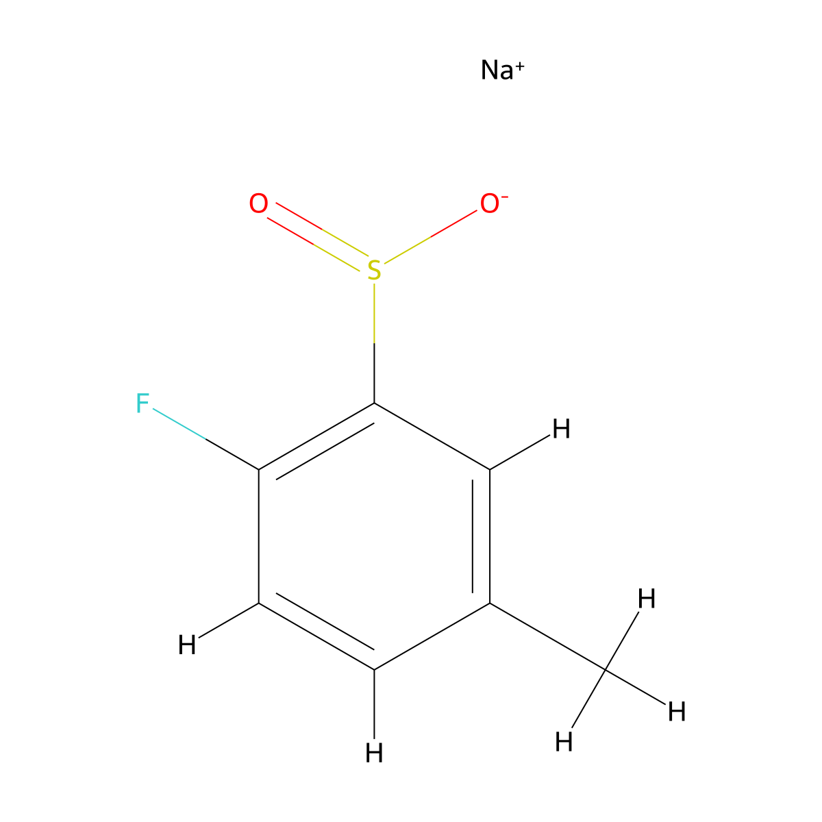 Sodium 2-fluoro-5-methylbenzene-1-sulfinate molecular structure, CAS 1528137-46-3