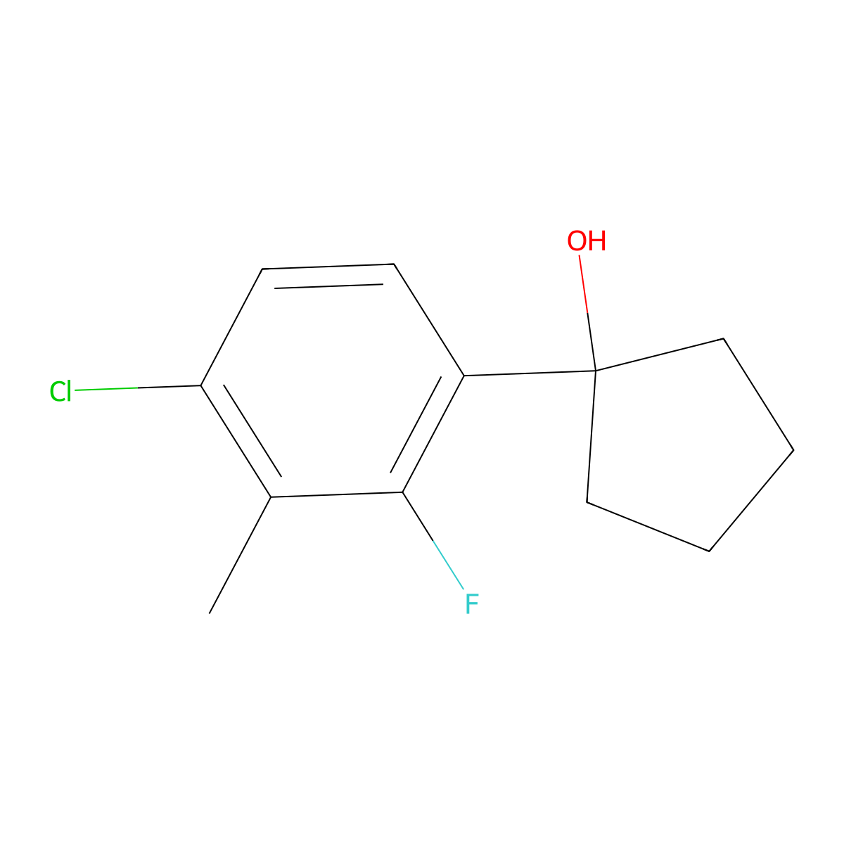 1-(4-Chloro-2-fluoro-3-methylphenyl)cyclopentanol molecular structure, CAS 1528210-15-2