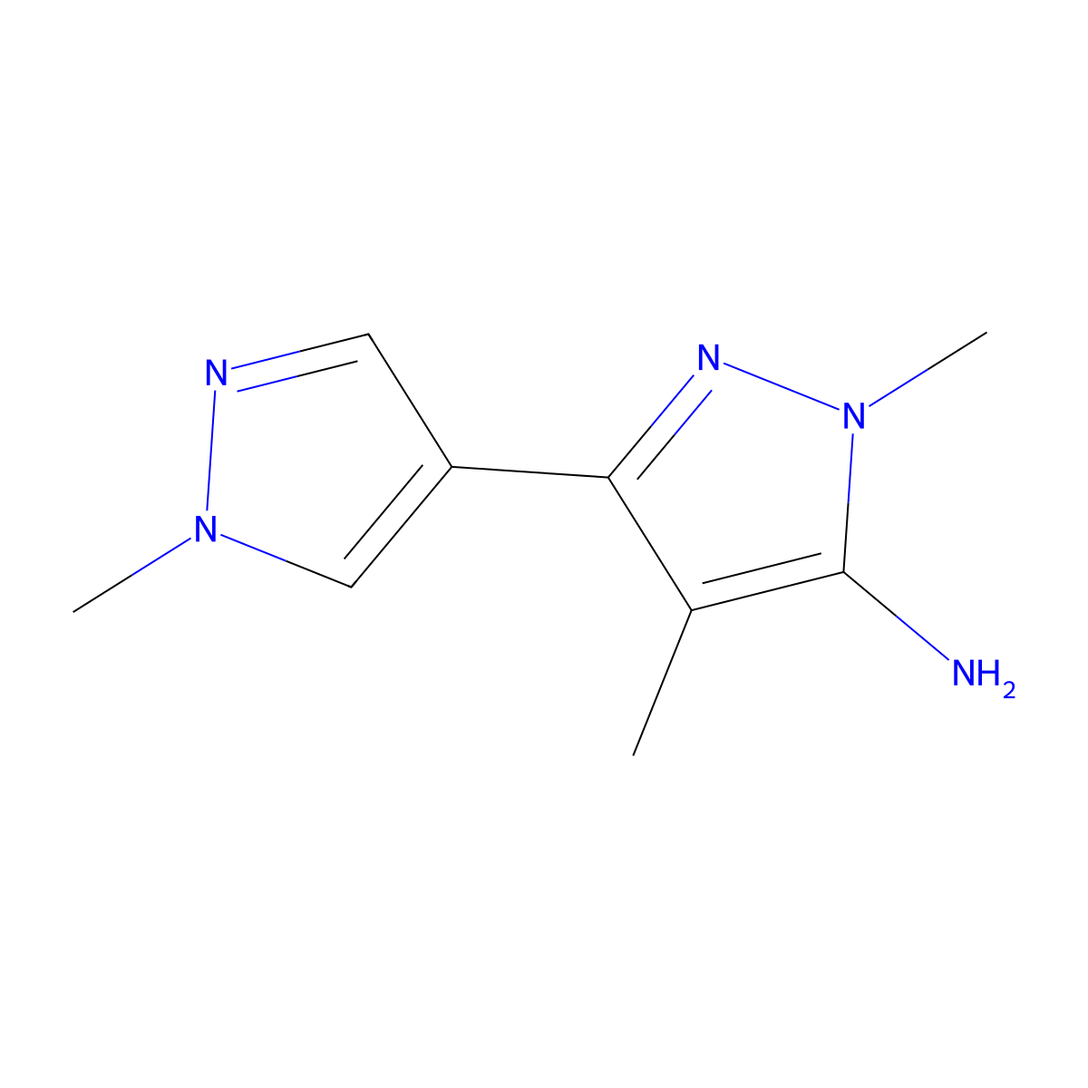 1,4-Dimethyl-3-(1-methyl-1H-pyrazol-4-YL)-1H-pyrazol-5-amine molecular structure, CAS 1528276-42-7