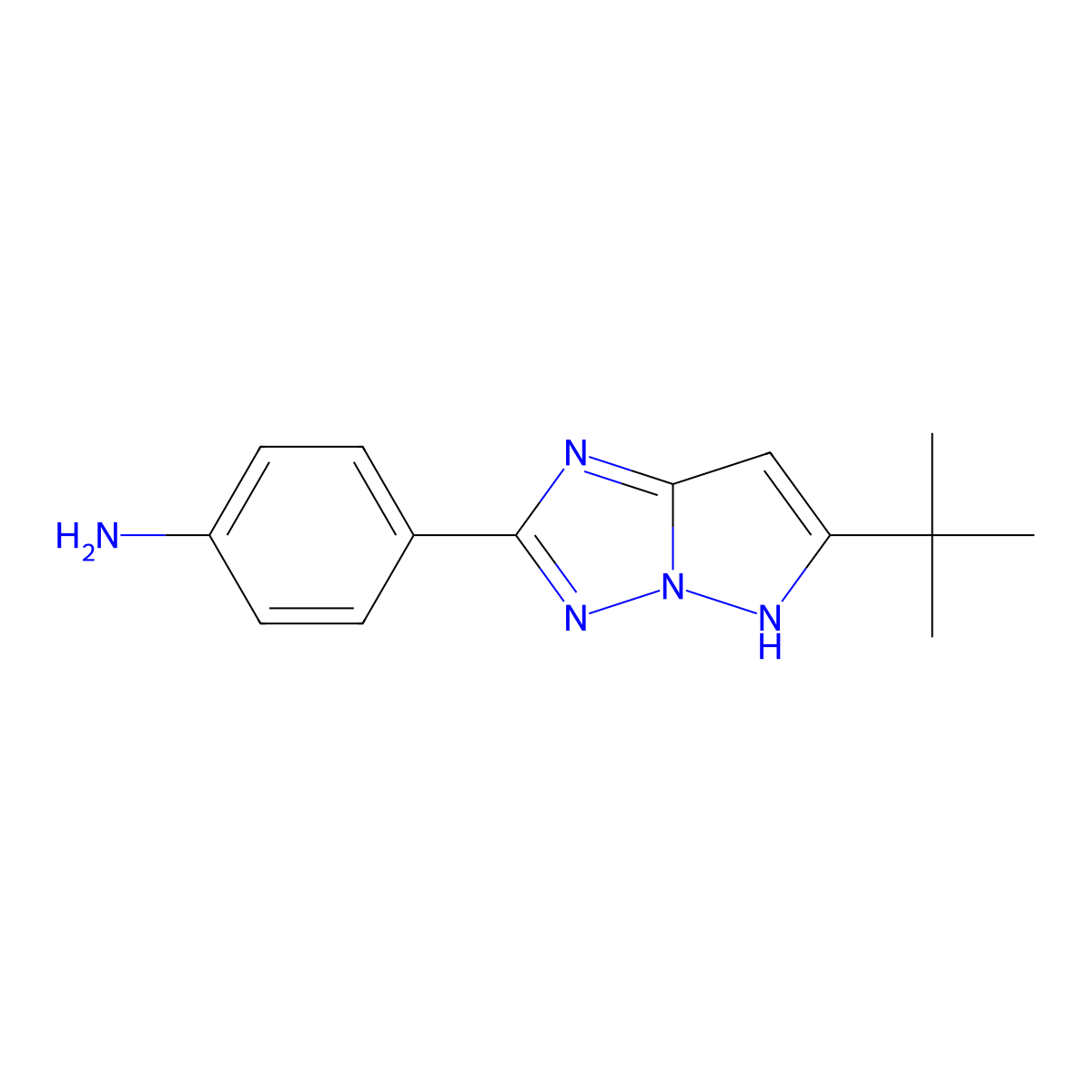 2-(4-aminophenyl)-6-tert-butyl-1H-pyrazolo(1,5-b)(1,2,4)triazole molecular structure, CAS 152828-25-6