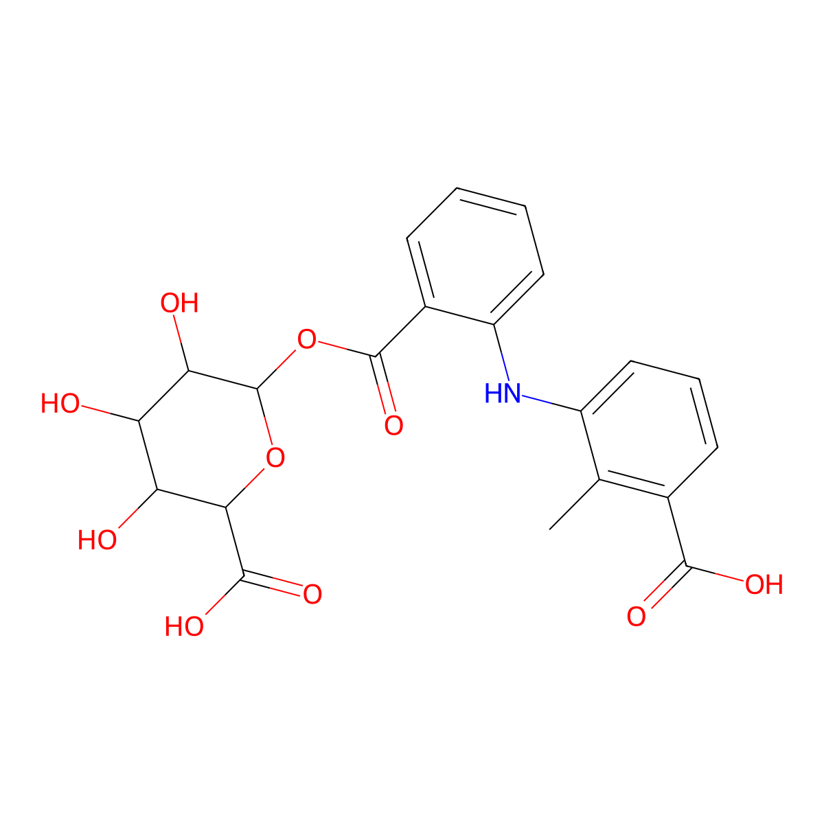 1-O-(2-(3-Carboxy-2-methylphenyl)aminobenzoyl)glucopyranuronic acid molecular structure, CAS 152832-30-9