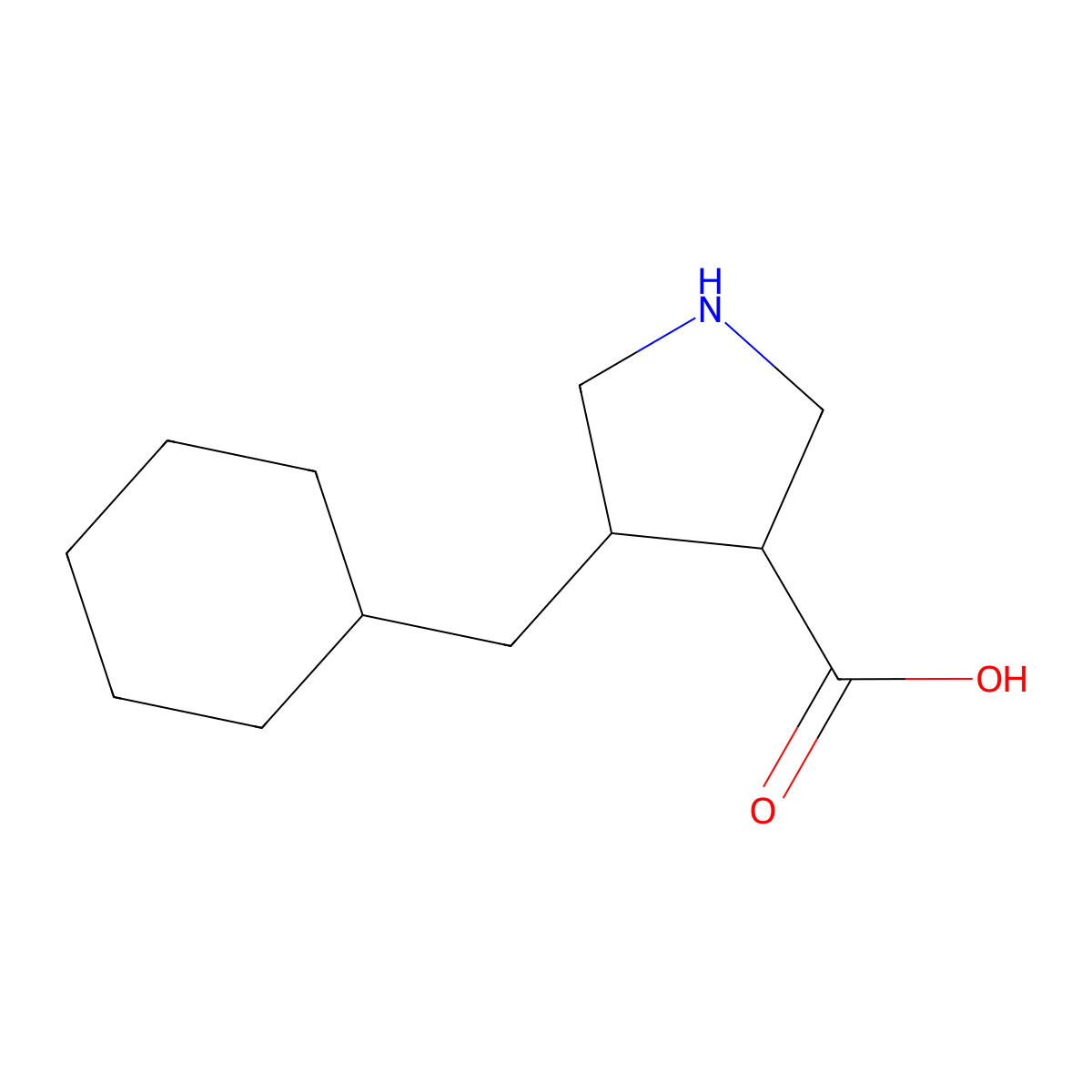4-(Cyclohexylmethyl)pyrrolidine-3-carboxylic acid molecular structure, CAS 1528350-73-3