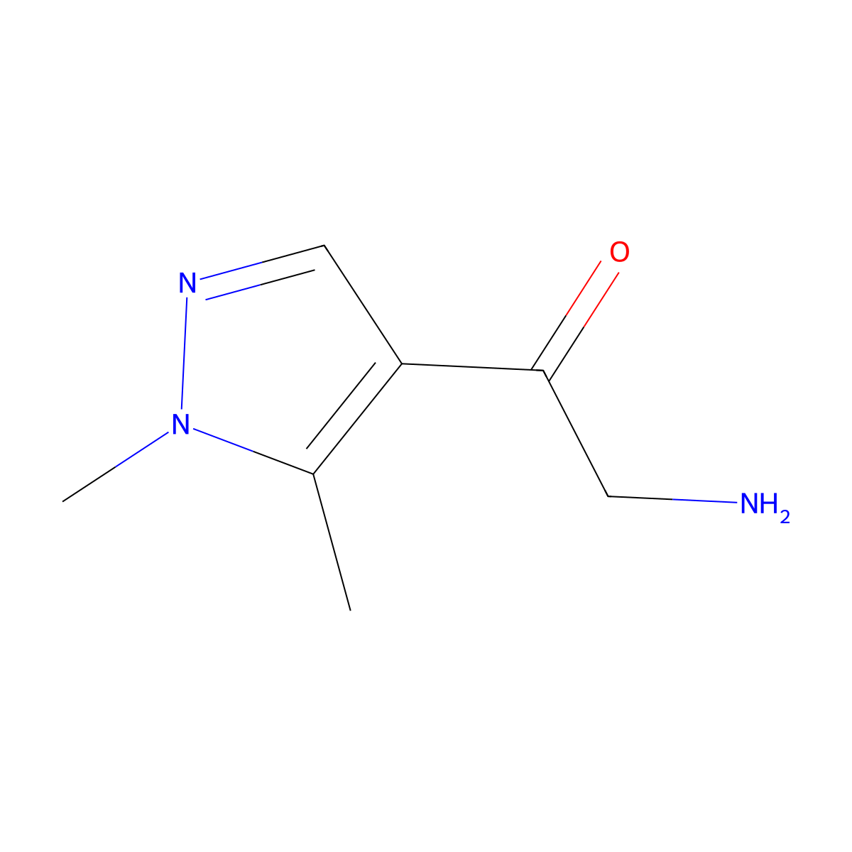 2-amino-1-(1,5-dimethyl-1H-pyrazol-4-yl)ethan-1-one molecular structure, CAS 1528359-01-4