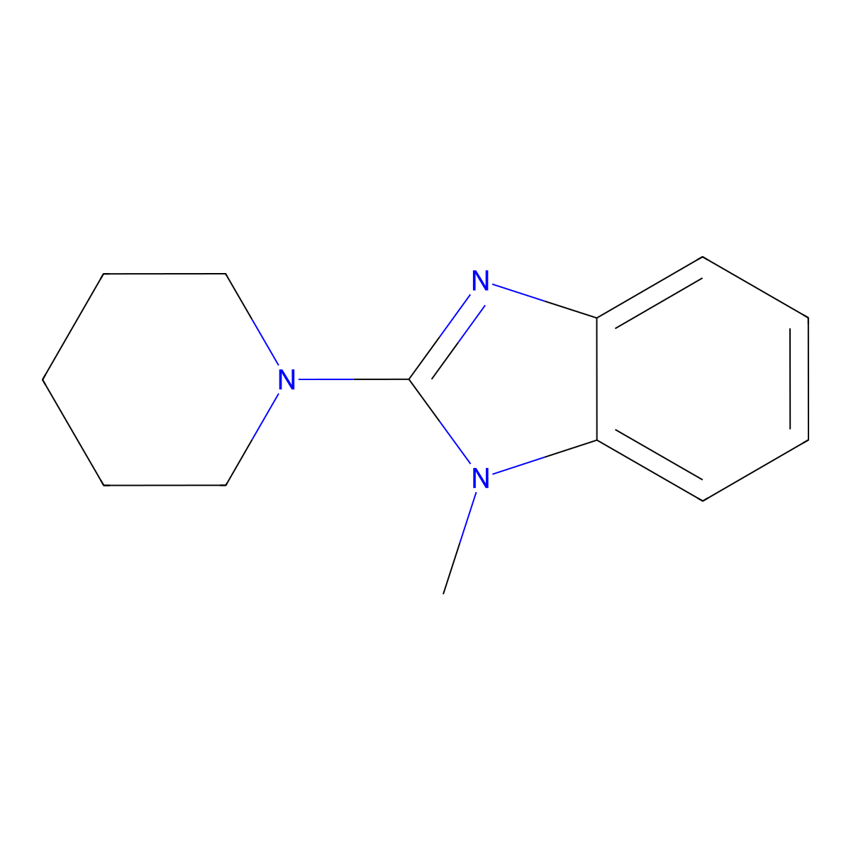 1-Methyl-2-(piperidin-1-yl)-1H-benzimidazole molecular structure, CAS 15284-84-1