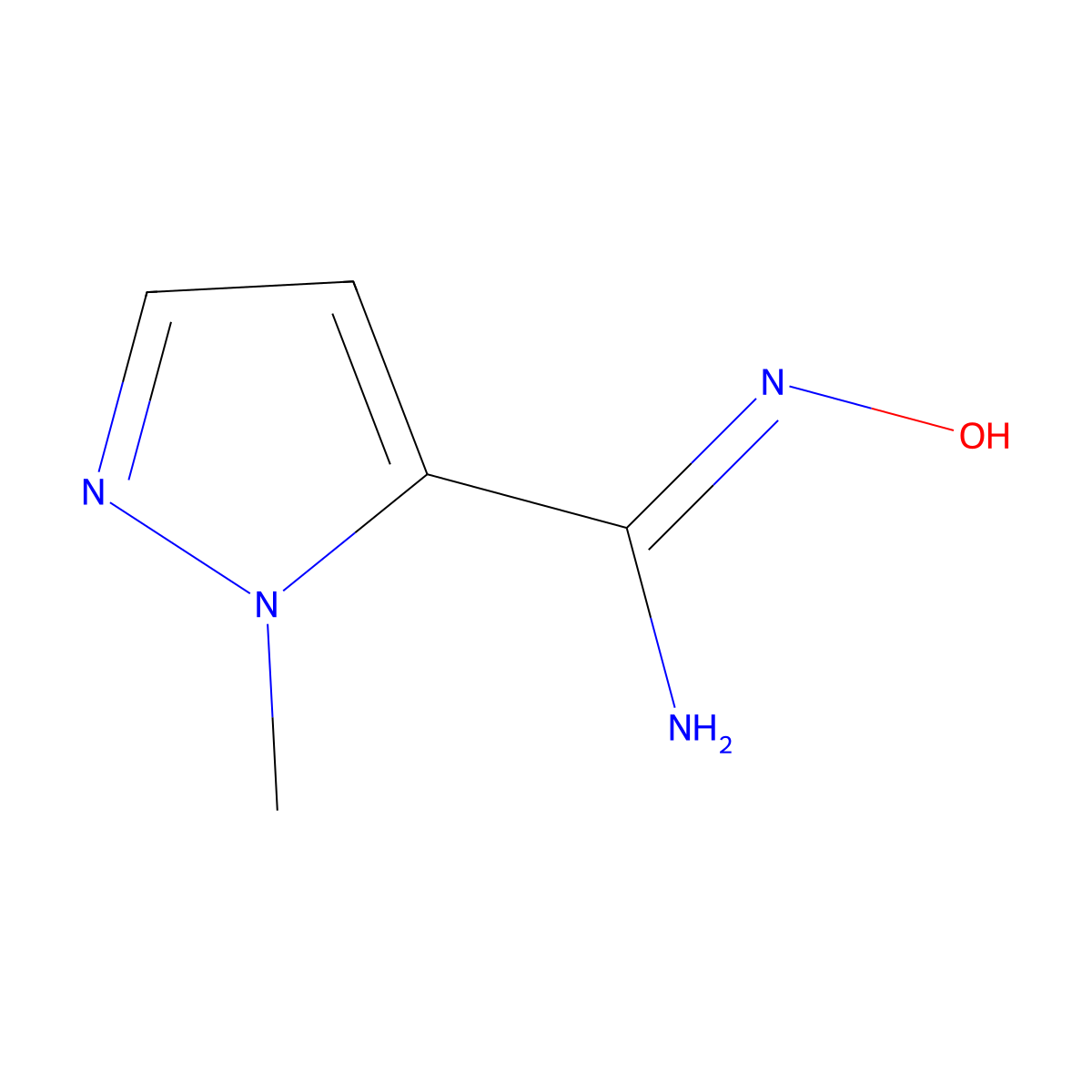 N'-hydroxy-1-methyl-1H-pyrazole-5-carboximidamide molecular structure, CAS 1528404-64-9