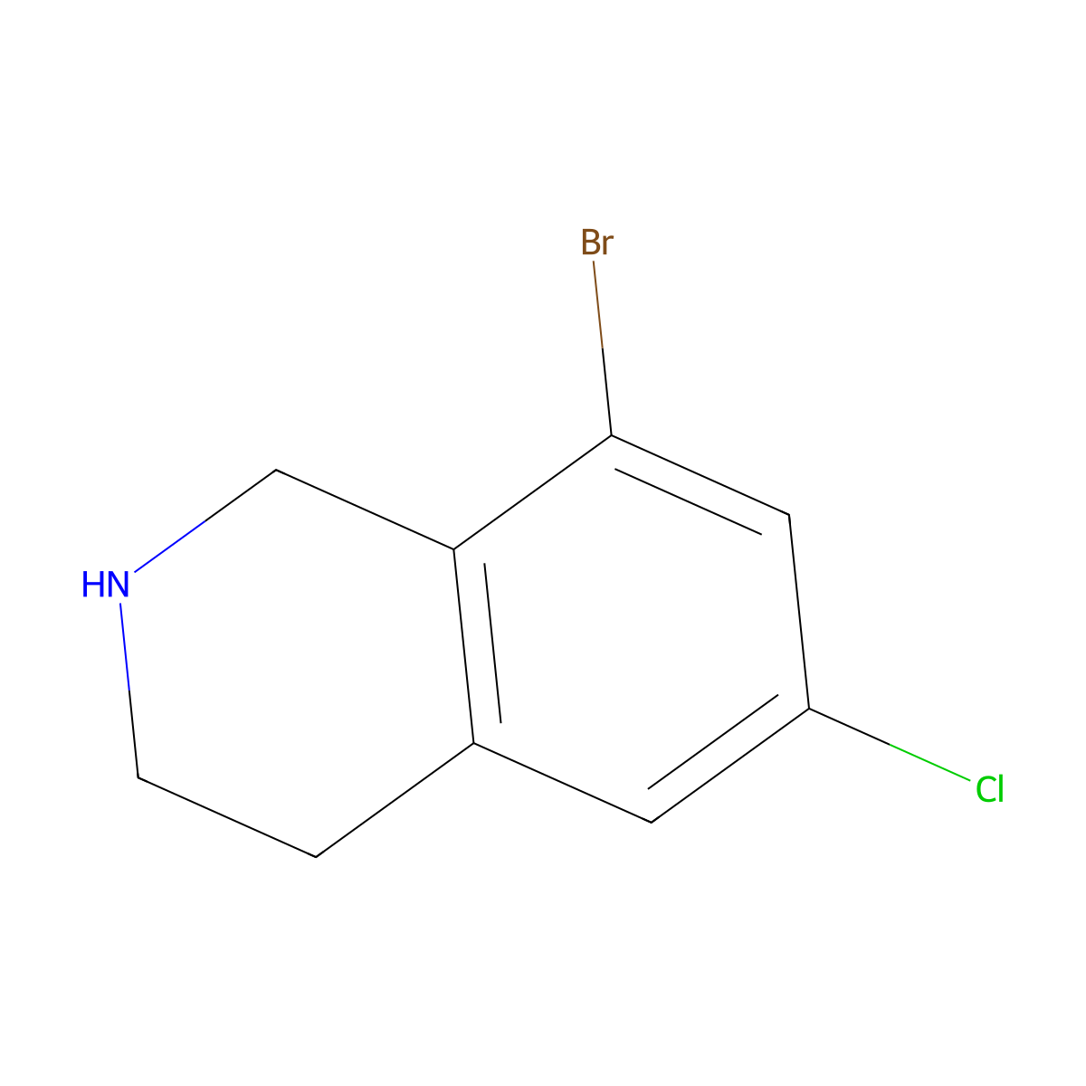 8-Bromo-6-chloro-1,2,3,4-tetrahydroisoquinoline molecular structure, CAS 1528436-85-2