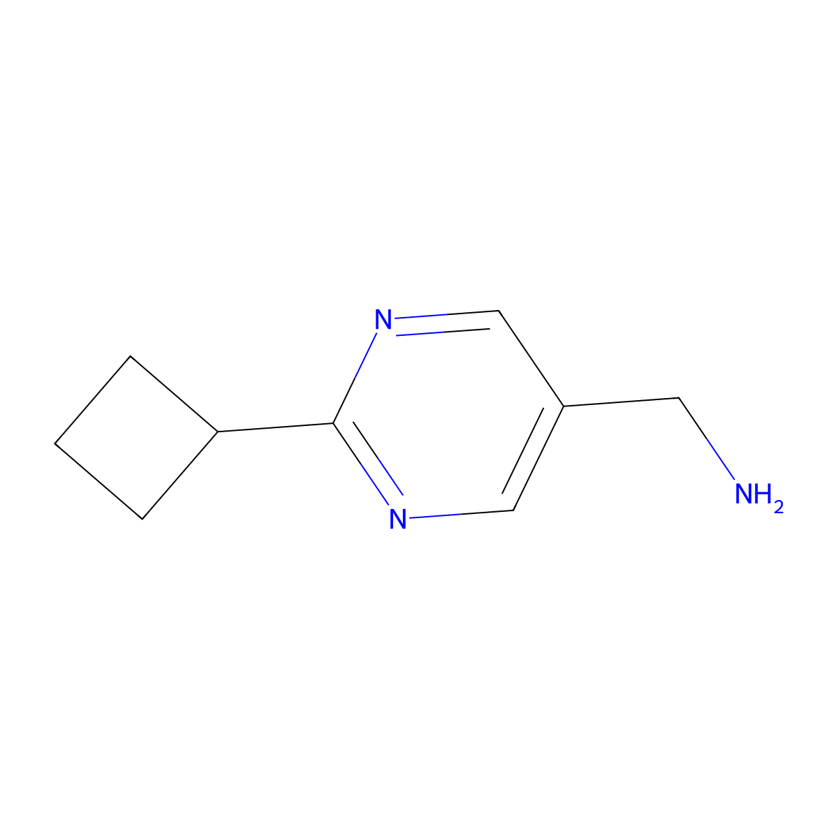 (2-Cyclobutylpyrimidin-5-yl)methanamine molecular structure, CAS 1528443-67-5