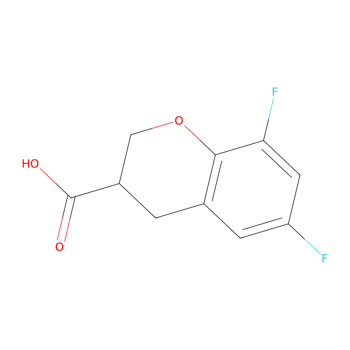 6,8-difluoro-3,4-dihydro-2H-1-benzopyran-3-carboxylic acid molecular structure, CAS 1528456-18-9
