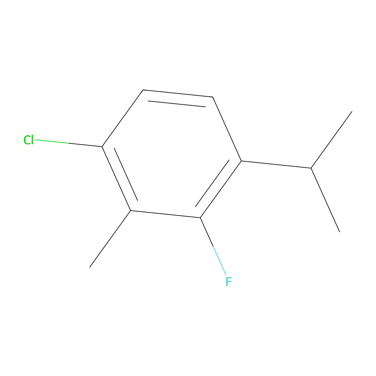 1-Chloro-3-fluoro-2-methyl-4-(1-methylethyl)benzene molecular structure, CAS 1528471-35-3