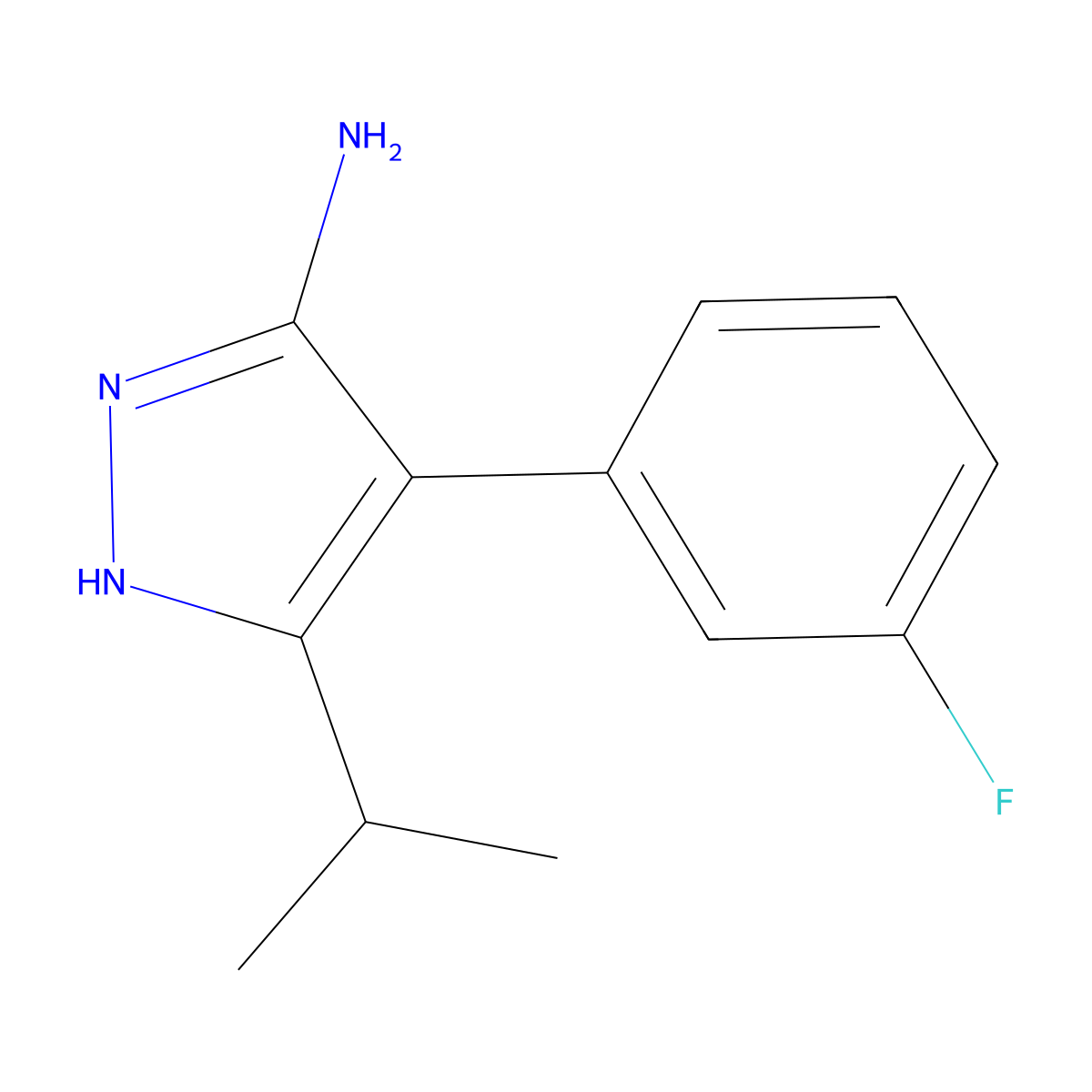 4-(3-Fluorophenyl)-3-isopropyl-1h-pyrazol-5-amine molecular structure, CAS 1528496-12-9