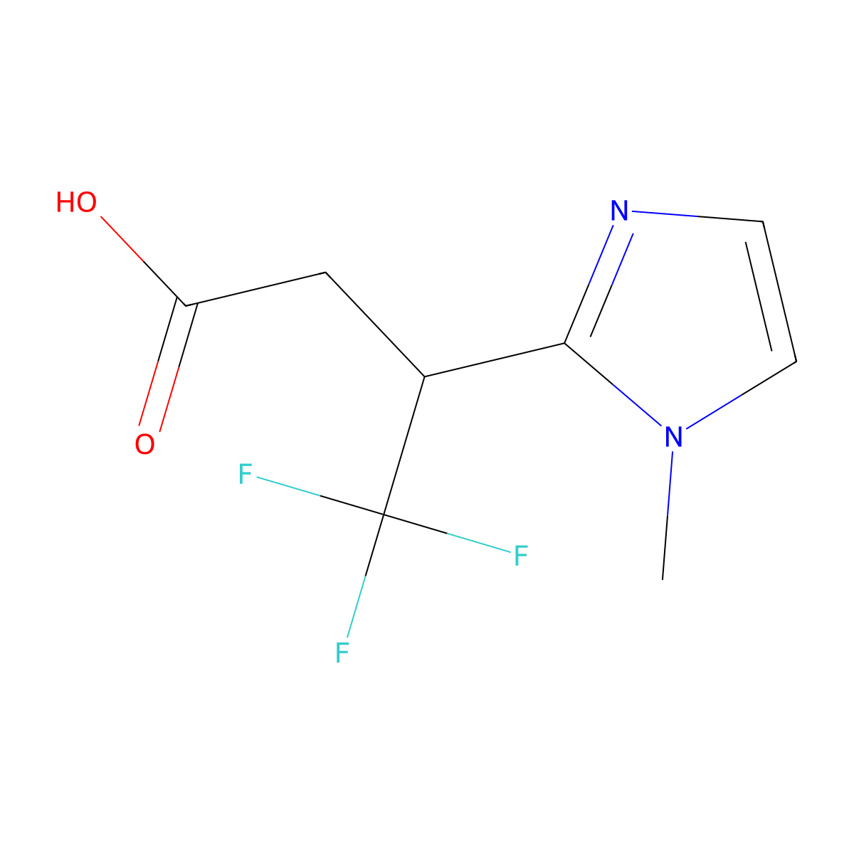 4,4,4-Trifluoro-3-(1-methyl-1H-imidazol-2-yl)butanoic acid molecular structure, CAS 1528512-37-9
