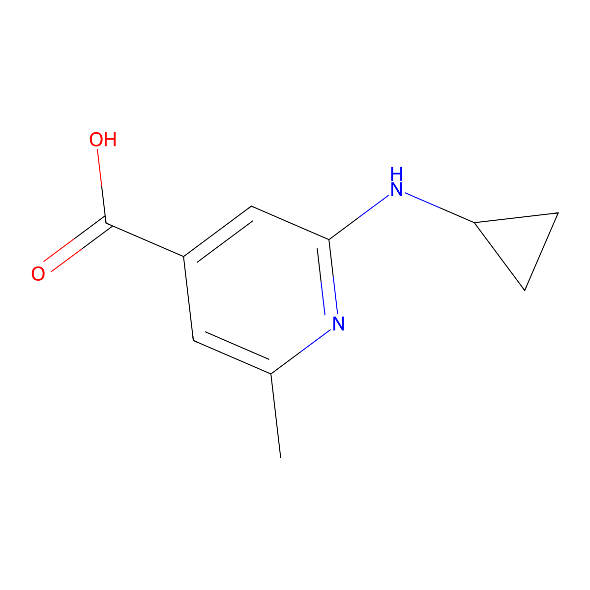 2-(Cyclopropylamino)-6-methylpyridine-4-carboxylic acid molecular structure, CAS 1528516-61-1