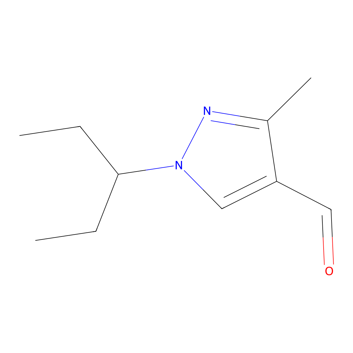 3-methyl-1-(pentan-3-yl)-1H-pyrazole-4-carbaldehyde molecular structure, CAS 1528522-75-9