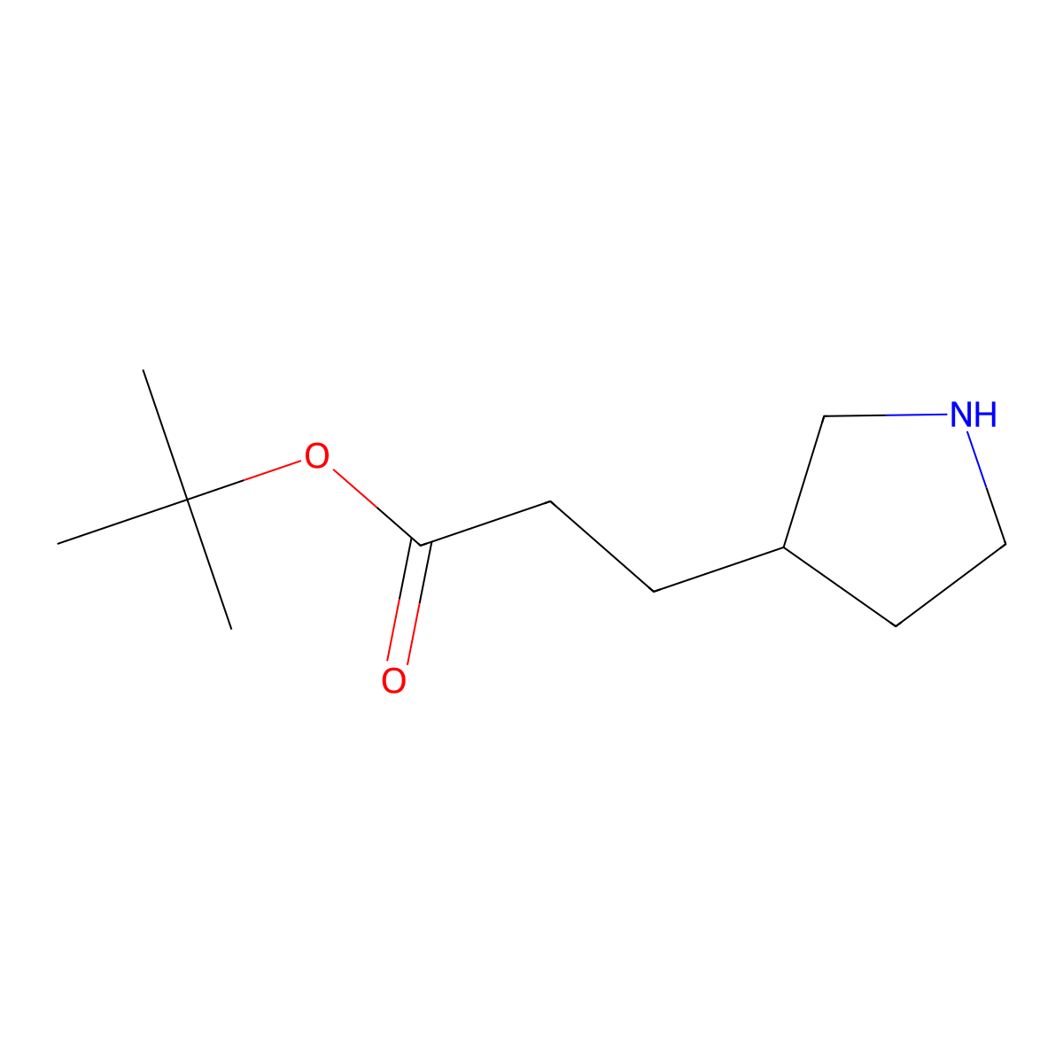 tert-Butyl 3-(pyrrolidin-3-yl)propanoate molecular structure, CAS 1528610-16-3