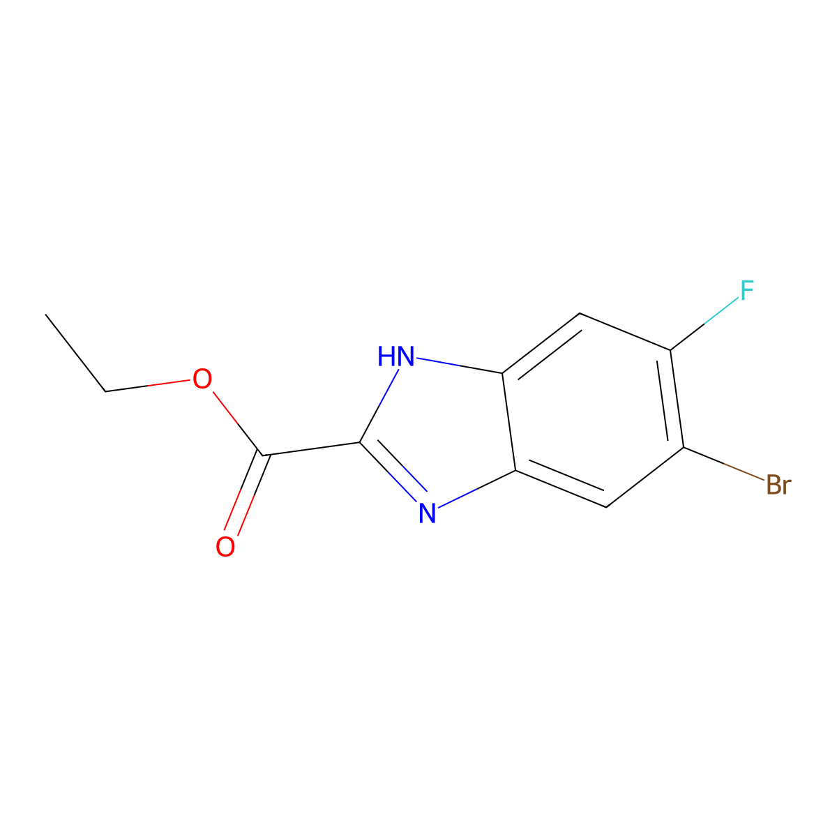 ethyl 5-bromo-6-fluoro-1H-1,3-benzodiazole-2-carboxylate molecular structure, CAS 1528623-85-9