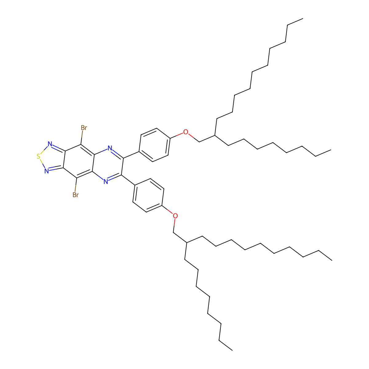 4,9-Dibromo-6,7-bis(4-((2-octyldodecyl)oxy)phenyl)-[1,2,5]thiadiazolo[3,4-g]quinoxaline molecular structure, CAS 1528634-09-4
