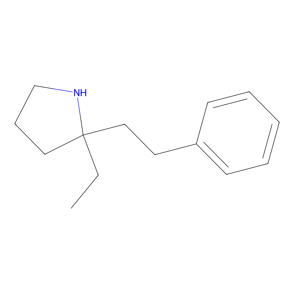 2-Ethyl-2-(2-phenylethyl)pyrrolidine molecular structure, CAS 1528651-38-8