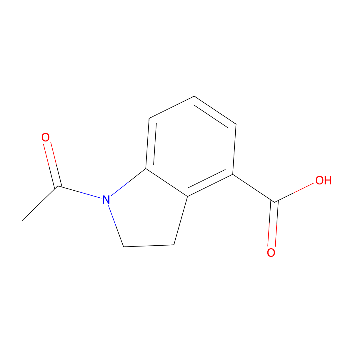 1-acetyl-2,3-dihydro-1H-indole-4-carboxylic acid molecular structure, CAS 1528663-01-5