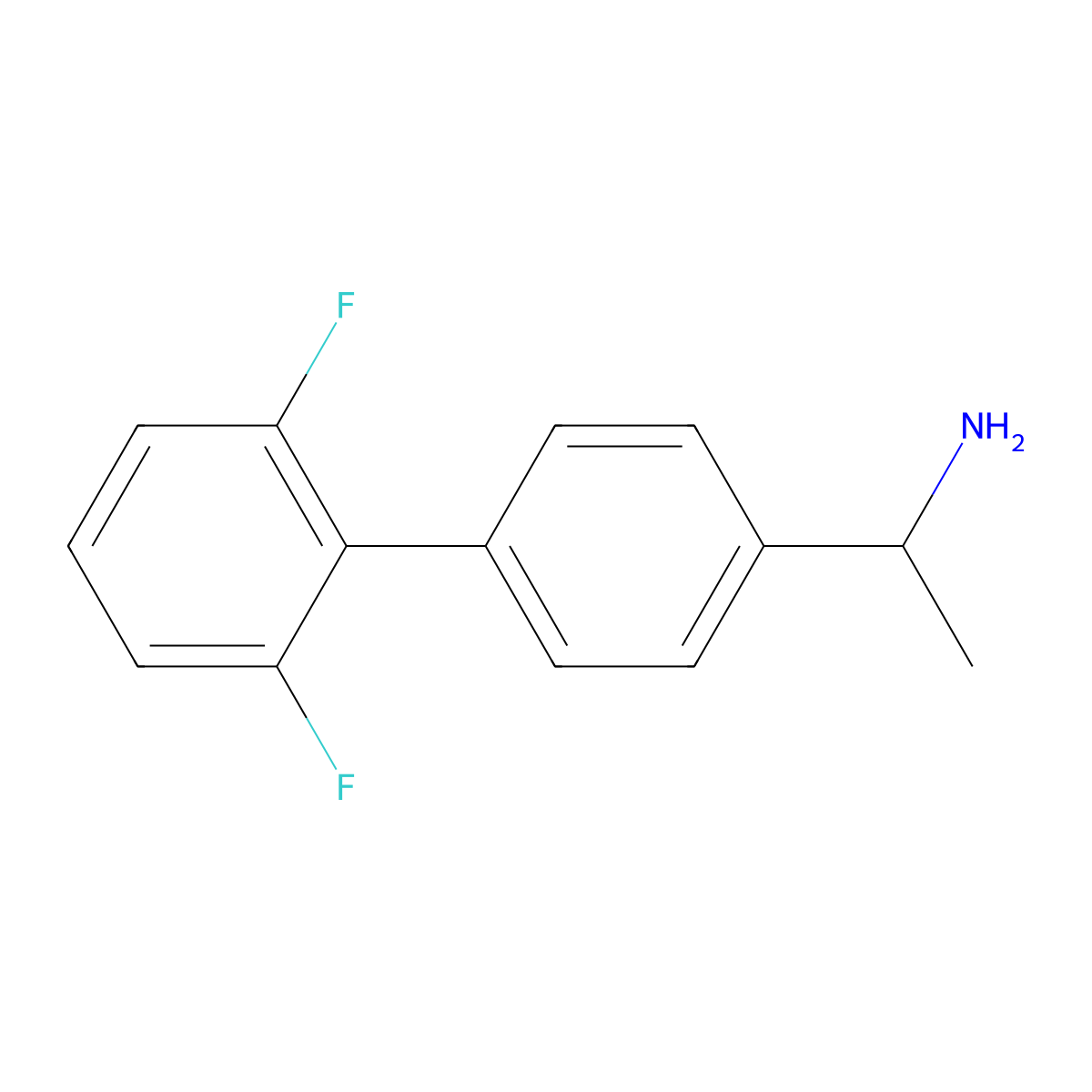 1-[4-(2,6-Difluorophenyl)phenyl]ethan-1-amine molecular structure, CAS 1528663-60-6