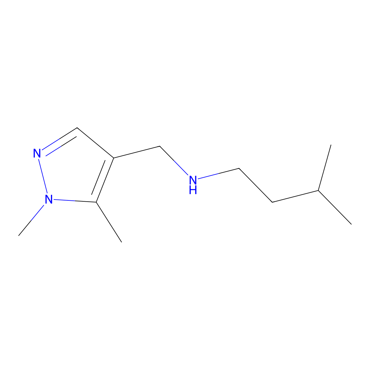 [(1,5-Dimethyl-1H-pyrazol-4-yl)methyl](3-methylbutyl)amine molecular structure, CAS 1528672-64-1