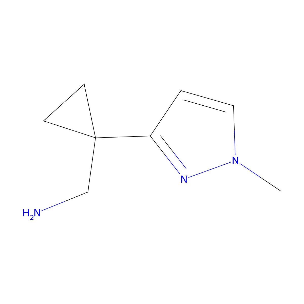 [1-(1-methyl-1H-pyrazol-3-yl)cyclopropyl]methanamine molecular structure, CAS 1528675-18-4