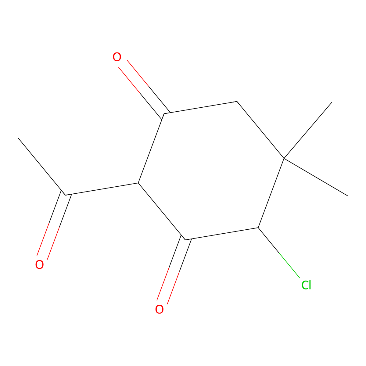 2-Acetyl-4-chloro-5,5-dimethyl-cyclohexane-1,3-dione molecular structure, CAS 152868-76-3
