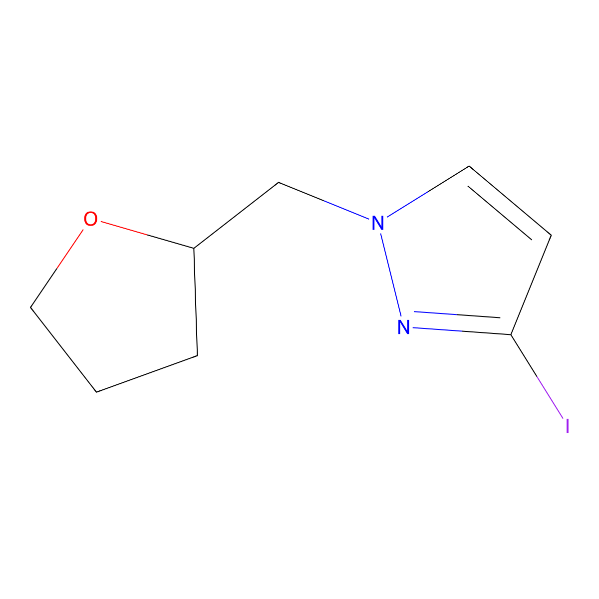 3-iodo-1-[(oxolan-2-yl)methyl]-1H-pyrazole molecular structure, CAS 1528726-72-8