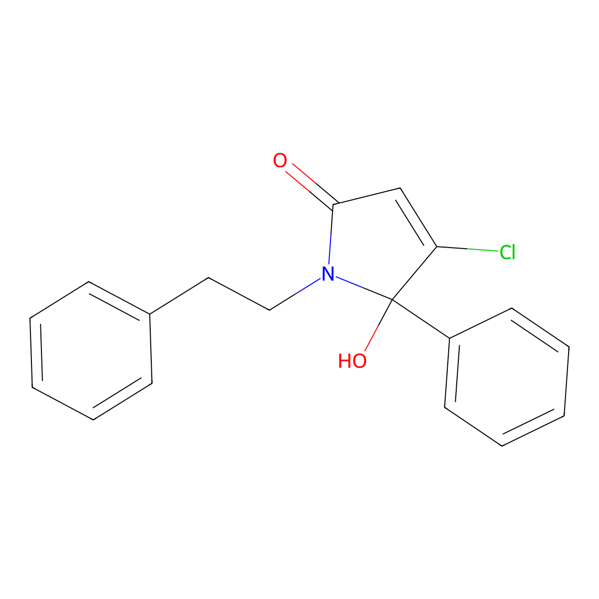 4-Chloro-5-hydroxy-1-phenethyl-5-phenyl-1,5-dihydro-2H-pyrrol-2-one molecular structure, CAS 1528760-09-9