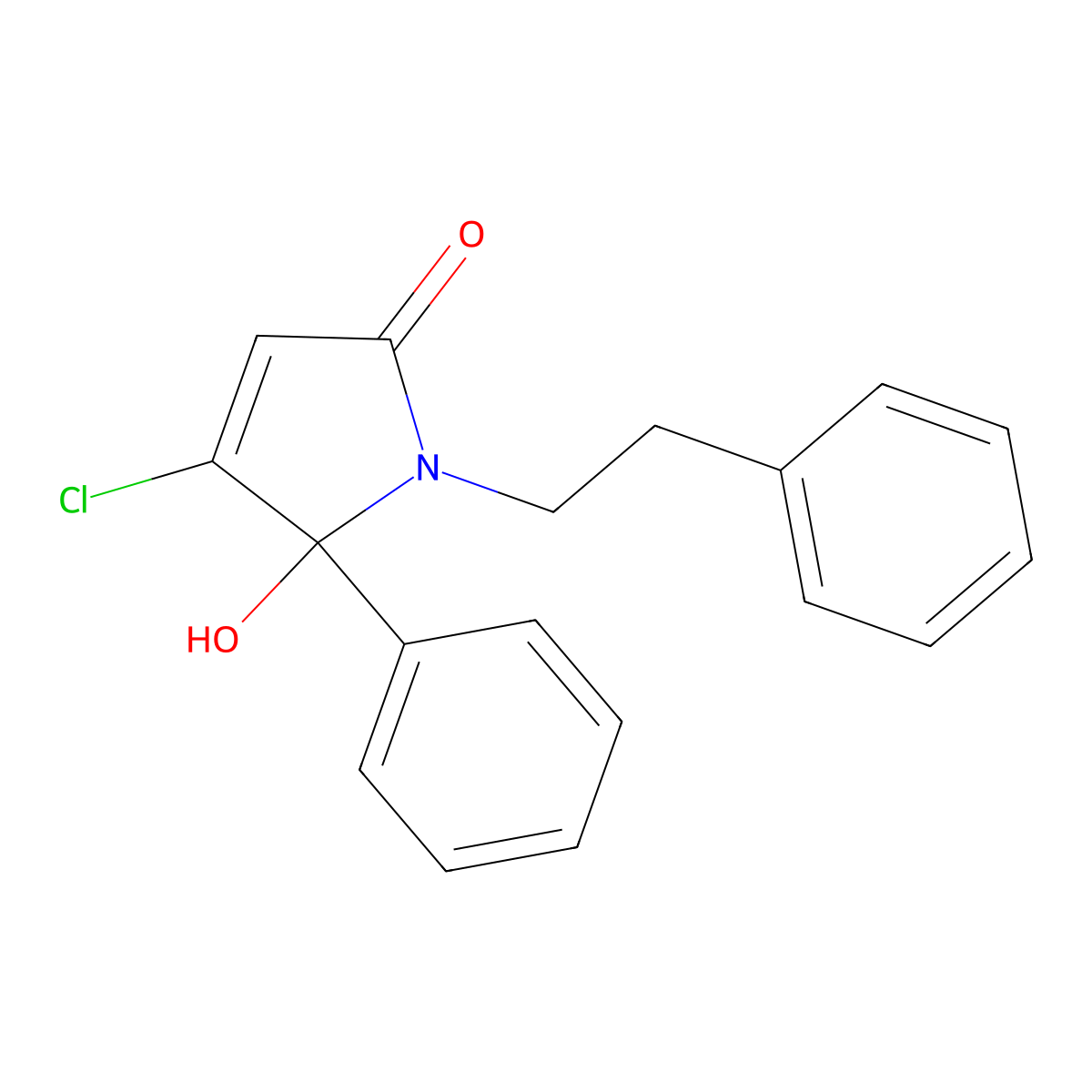 4-Chloro-5-hydroxy-1-phenethyl-5-phenyl-1,5-dihydro-2H-pyrrol-2-one molecular structure, CAS 1528760-09-9