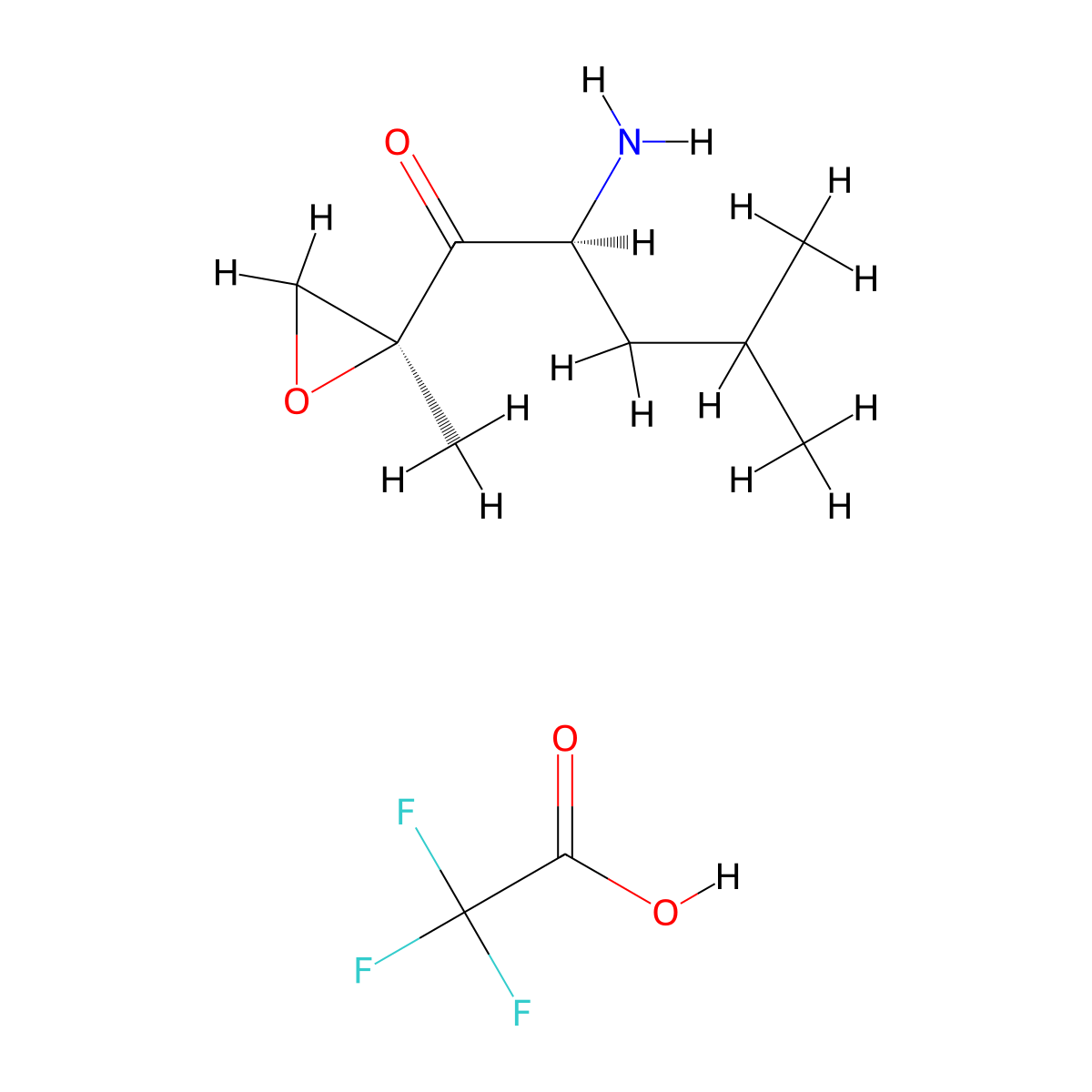 (S)-2-amino-4-methyl-1-((S)-2-methyloxiran-2-yl)pentan-1-one 2,2,2-trifluoroacetate molecular structure, CAS 1528769-14-3