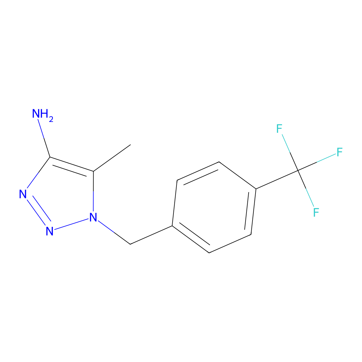 5-methyl-1-((4-(trifluoromethyl)phenyl)methyl)-1H-1,2,3-triazol-4-amine molecular structure, CAS 1528795-75-6