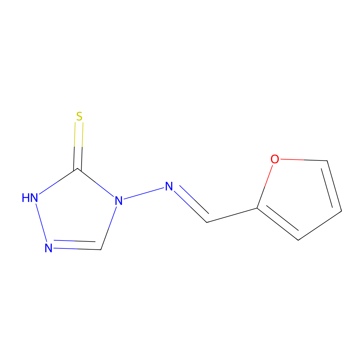 4-((Furan-2-ylmethylene)amino)-2,4-dihydro-3H-1,2,4-triazole-3-thione molecular structure, CAS 152880-95-0