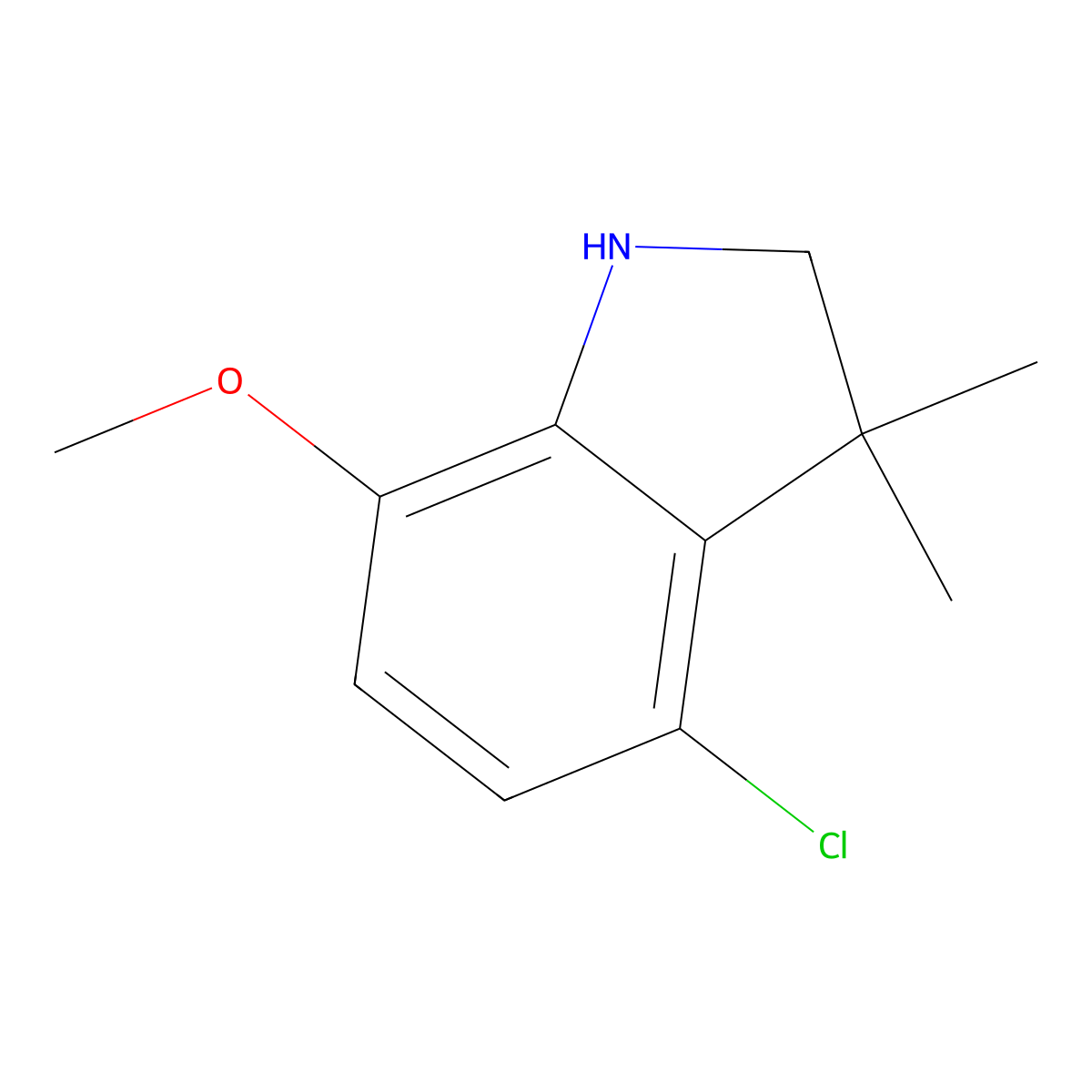 4-chloro-7-methoxy-3,3-dimethyl-2,3-dihydro-1H-indole molecular structure, CAS 1528800-26-1