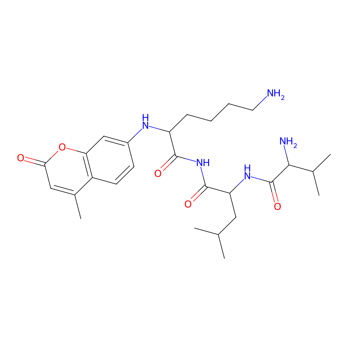 Valyl-leucyl-lysyl-7-amino-4-methylcoumarin molecular structure, CAS 152881-17-9