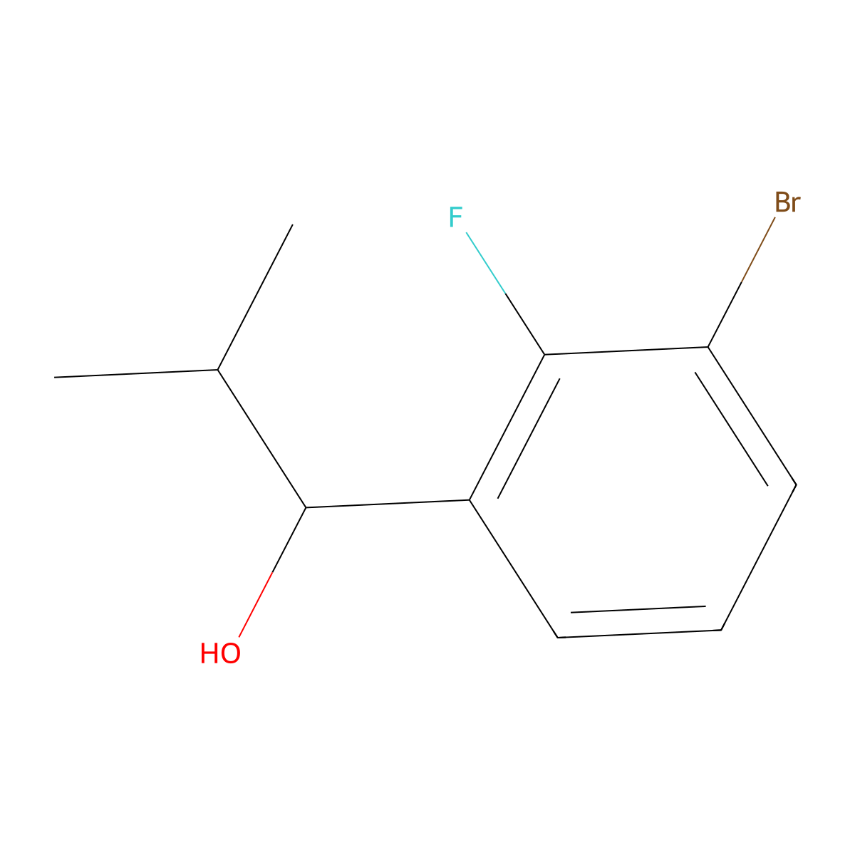 1-(3-Bromo-2-fluorophenyl)-2-methylpropan-1-ol molecular structure, CAS 1528836-90-9