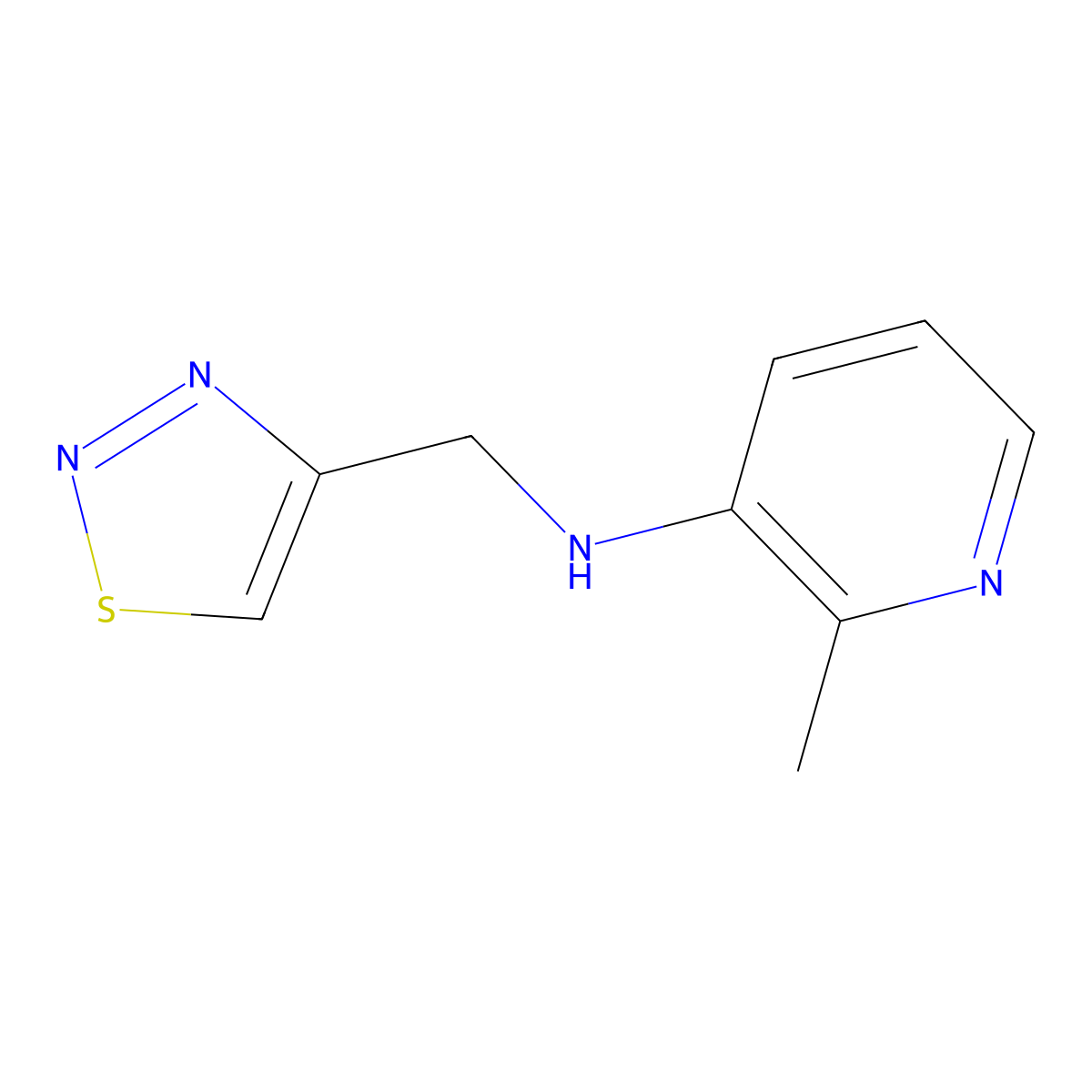 n-((1,2,3-Thiadiazol-4-yl)methyl)-2-methylpyridin-3-amine molecular structure, CAS 1528845-73-9